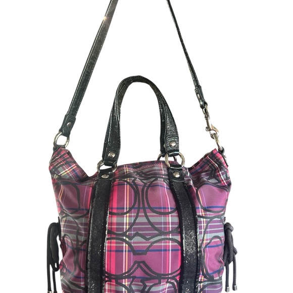 Coach Poppy Shoulder Bag - Plaid - multi-color - pink purple black w 2 HANGTAGS! - Picture 5 of 11